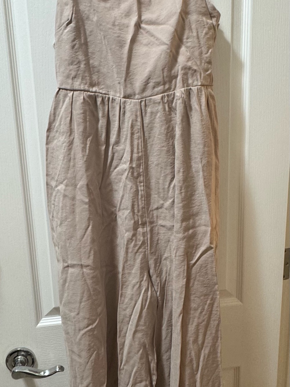 Neutral Beige Wide-Leg Linen Jumpsuit